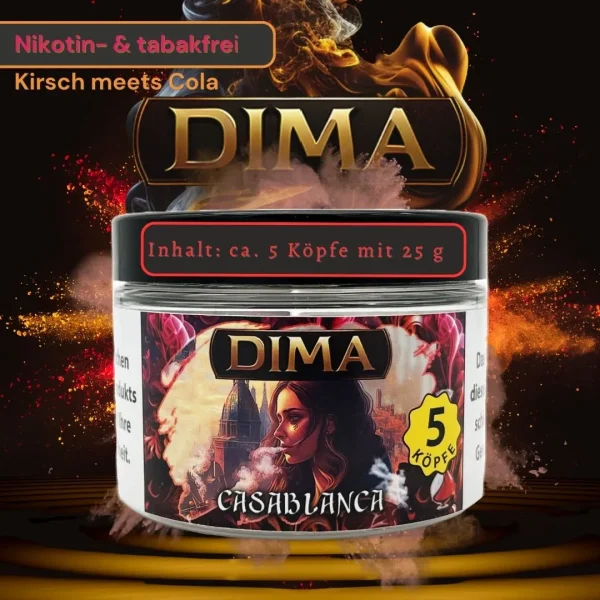 DIMA-Casablanca Shisha Tabak Kirsche Cola Nikotinfrei Tabakersatz